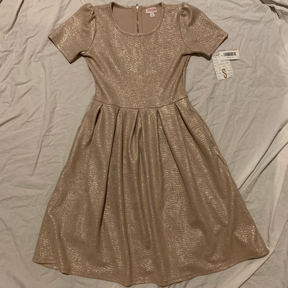 Champagne Lularoe “Amelia” dress